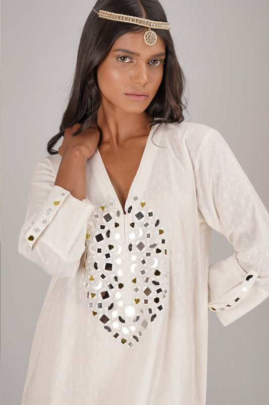 Bias Cut Line Kurta With Shibori