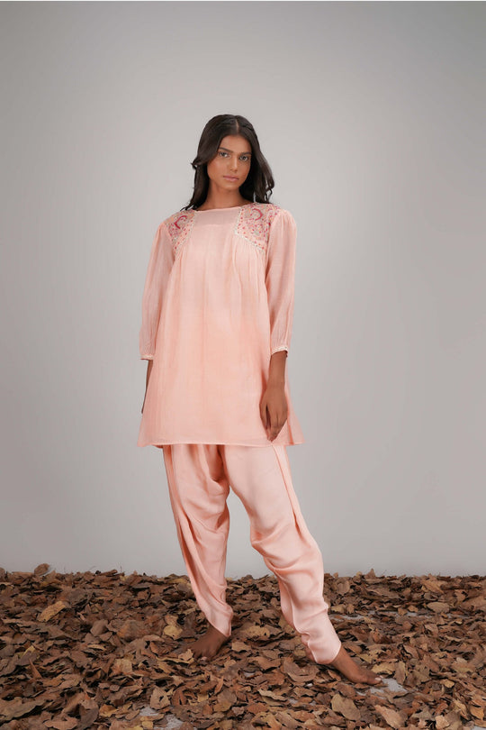 Chanderi Short Kurta With Dhoti