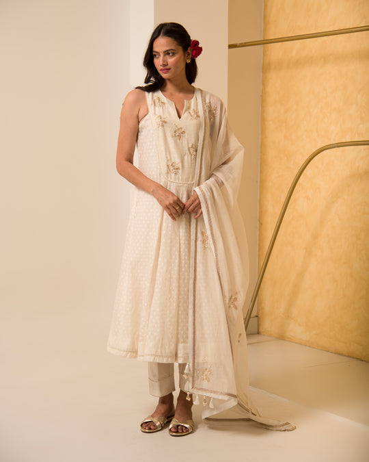 chanderi embroidered suit set