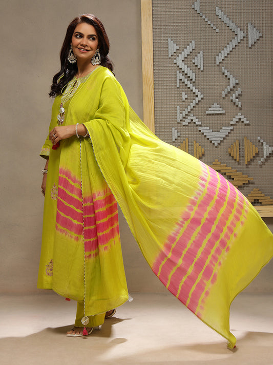 Lime Peony Kurta Set