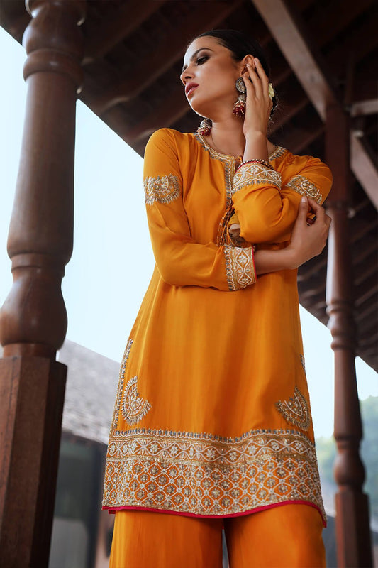 Kyra The Mustard Ghera Suit Set