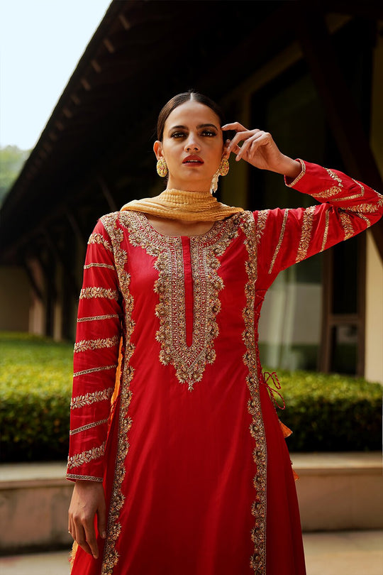 Kyra The Red Embroidered Suit Set