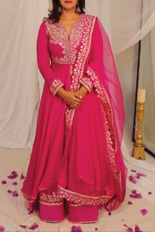 Fuchsia Anarkali Ghagra