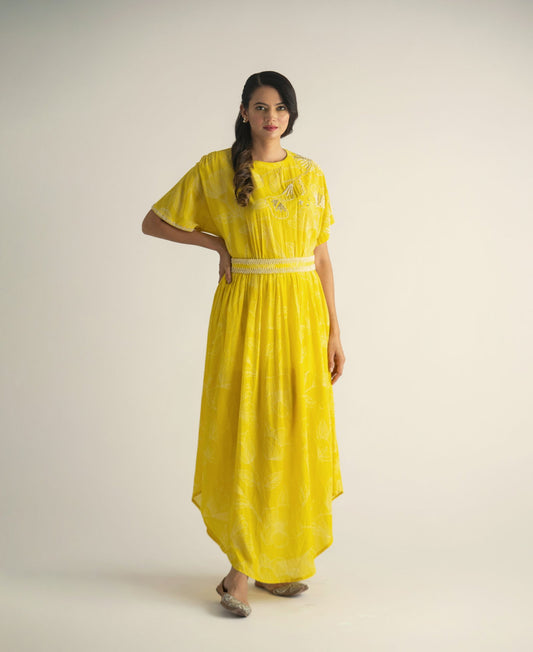 Lime Yellow Asymmetrical Dress