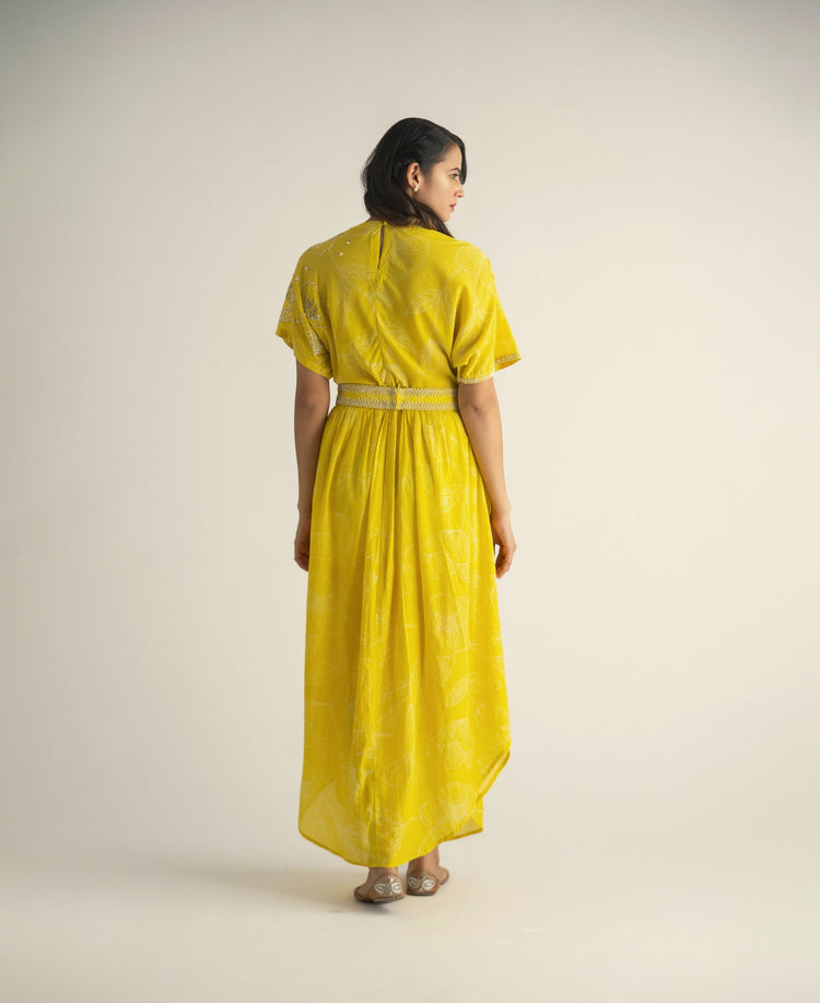 Lime Yellow Asymmetrical Dress