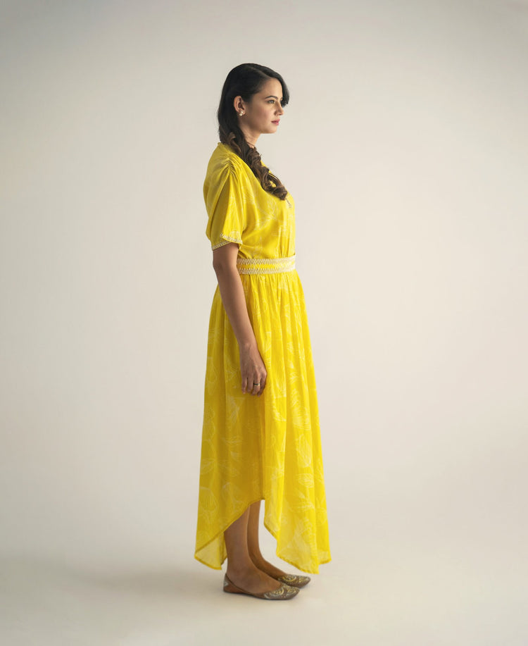 Lime Yellow Asymmetrical Dress