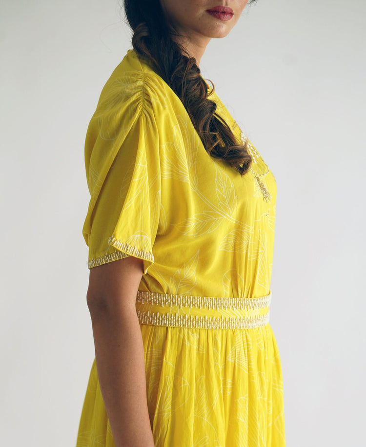 Lime Yellow Asymmetrical Dress