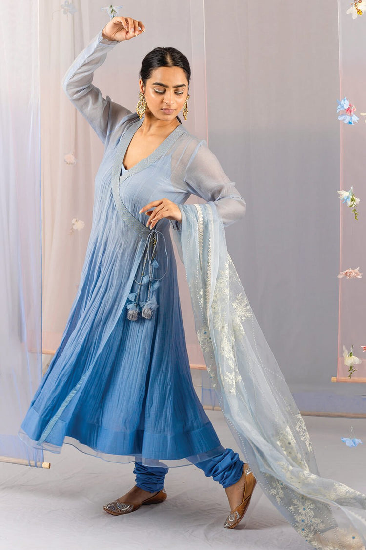 Embroidere Jaal Dupatta Angrakha Set