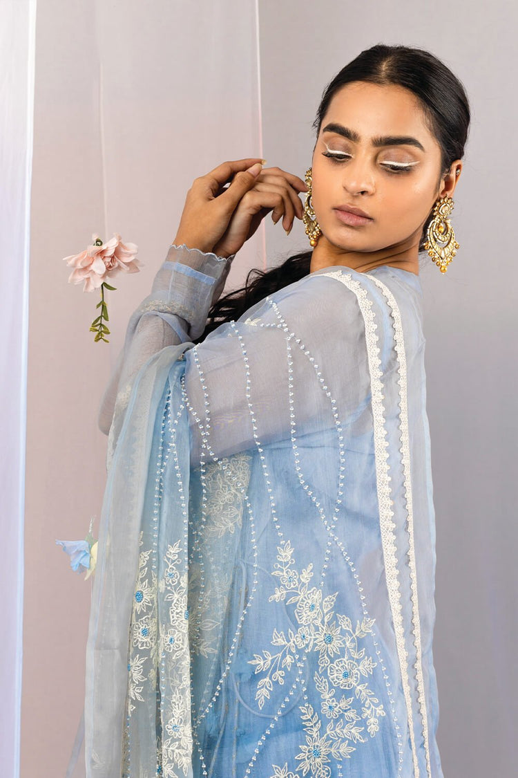 Embroidere Jaal Dupatta Angrakha Set