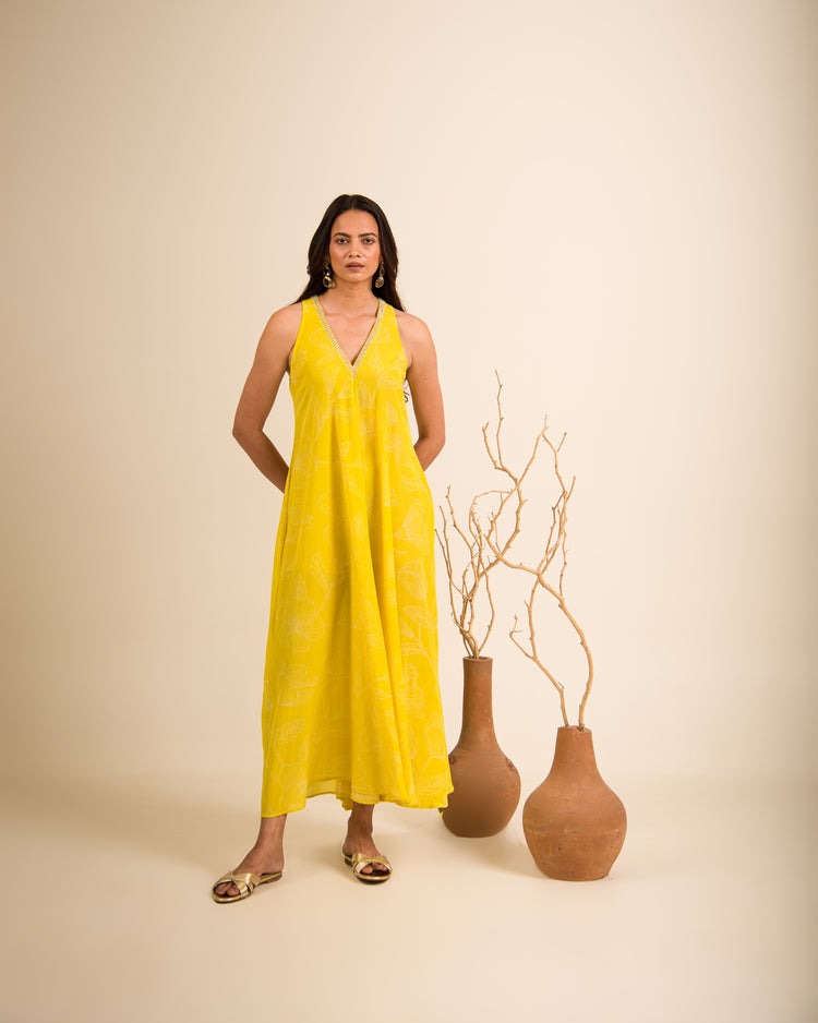 Lime Yellow A-Line Dress