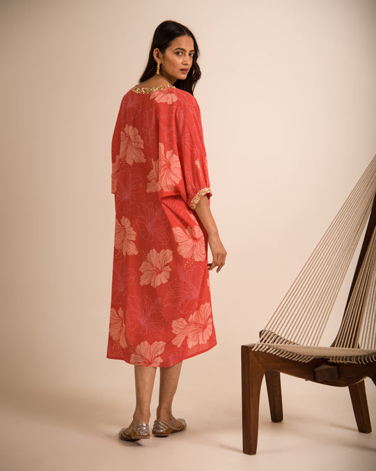 Kyra Red Floral Kaftan