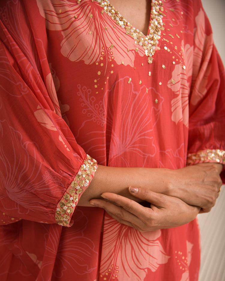 Kyra Red Floral Kaftan