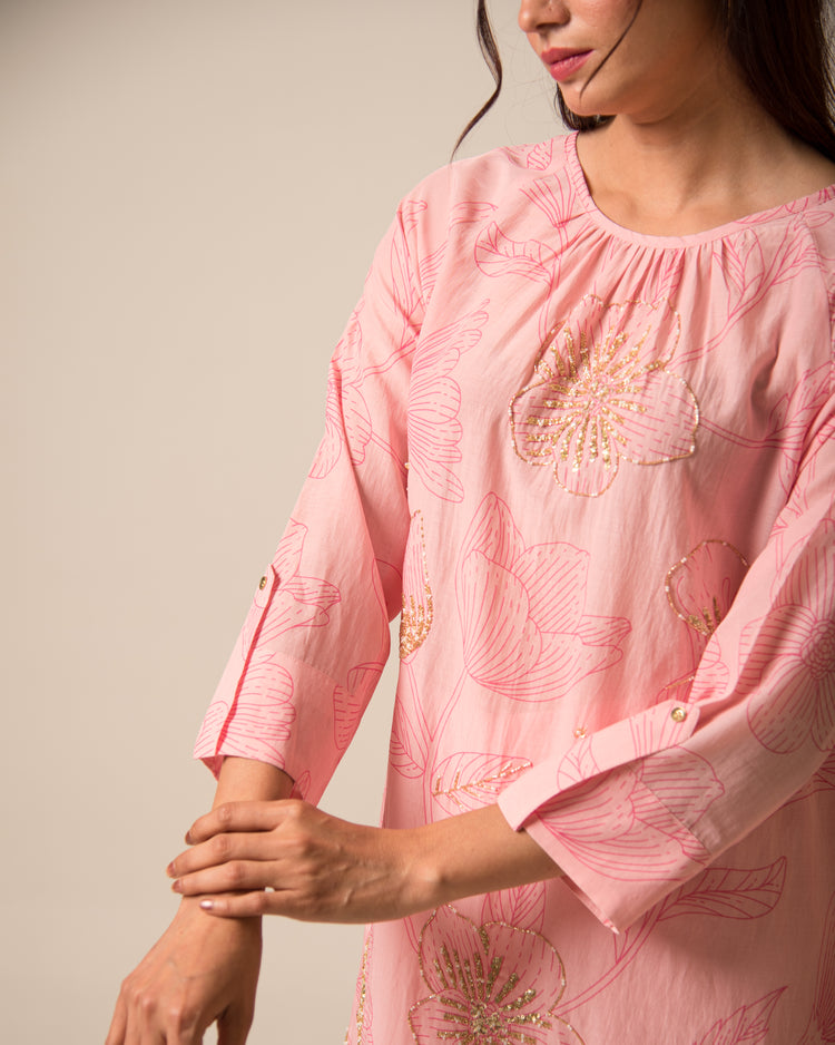 Kyra Pink Floral Kurta