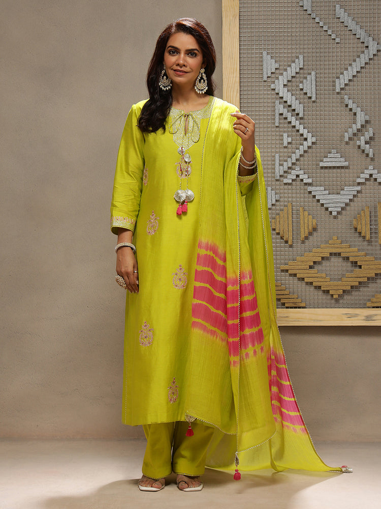 Lime Peony Kurta Set