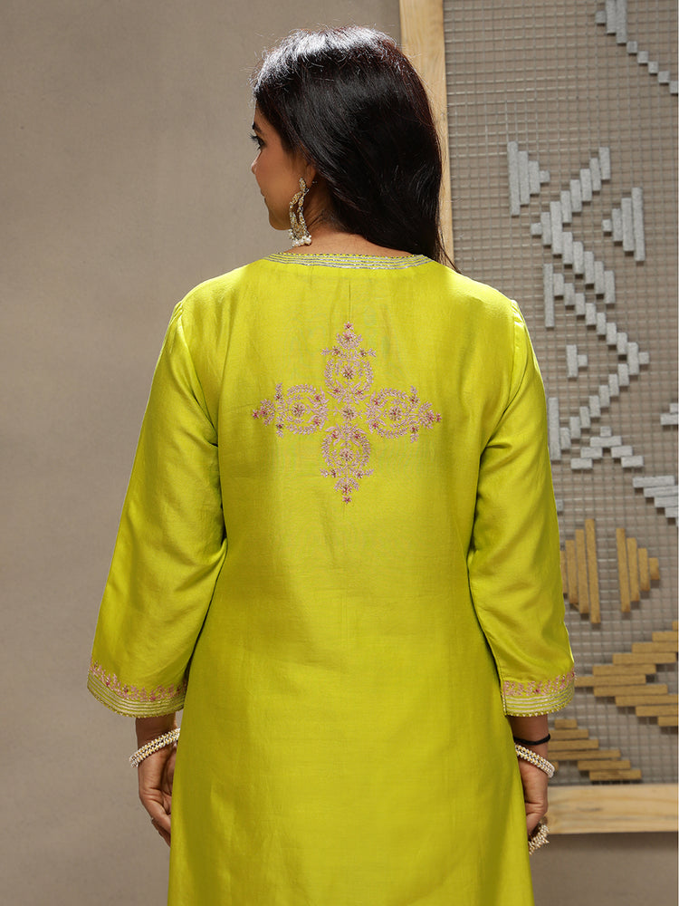 Lime Peony Kurta Set