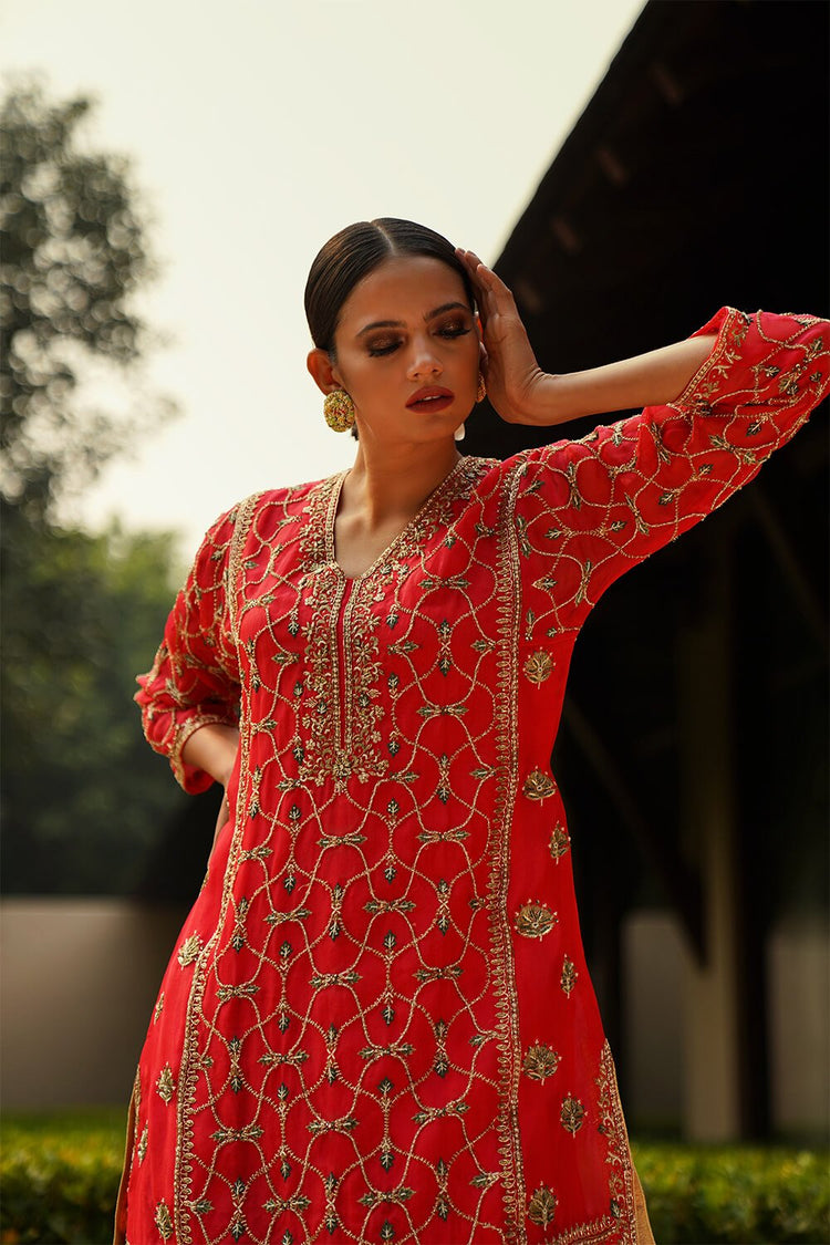 Kyra The Red Embroidered Suit Set