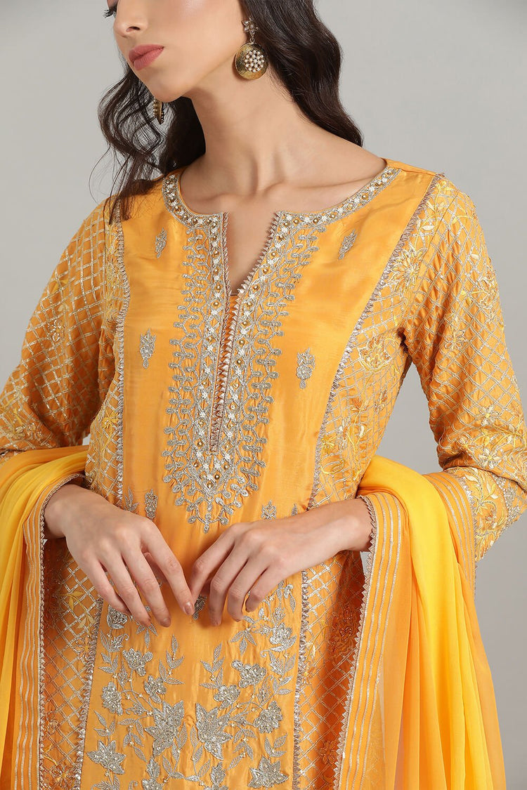 Kyra Yellow Embroidered Suit Set